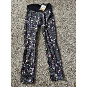 The North Face Black Floral Graphic Print Size Small Leggings UPF 40+ Active